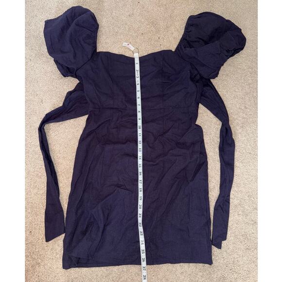 NWOT Altar'd State Puff Sleeve Sweetheart Neckline Mini Dress Navy size L - Picture 7 of 8